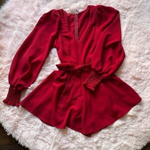 Red Long Sleeve Romper